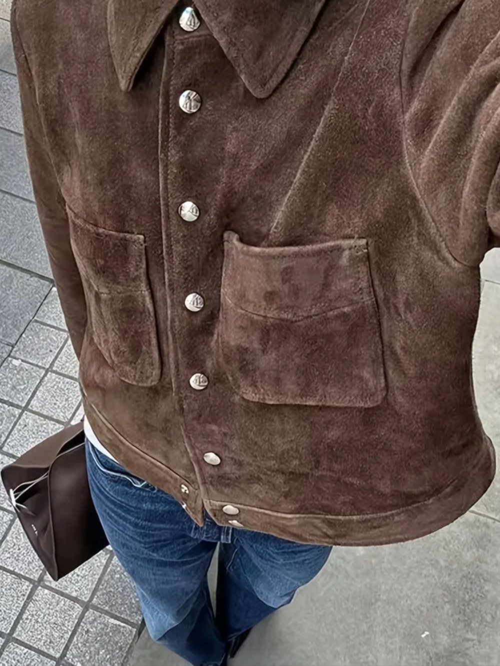 Women's Elegant Casual Jacket Coat - Collar with Chest Pocket & Button Closure - Picture 4 of 5